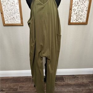 Olive Green Relaxed Jumpsuit with Pockets